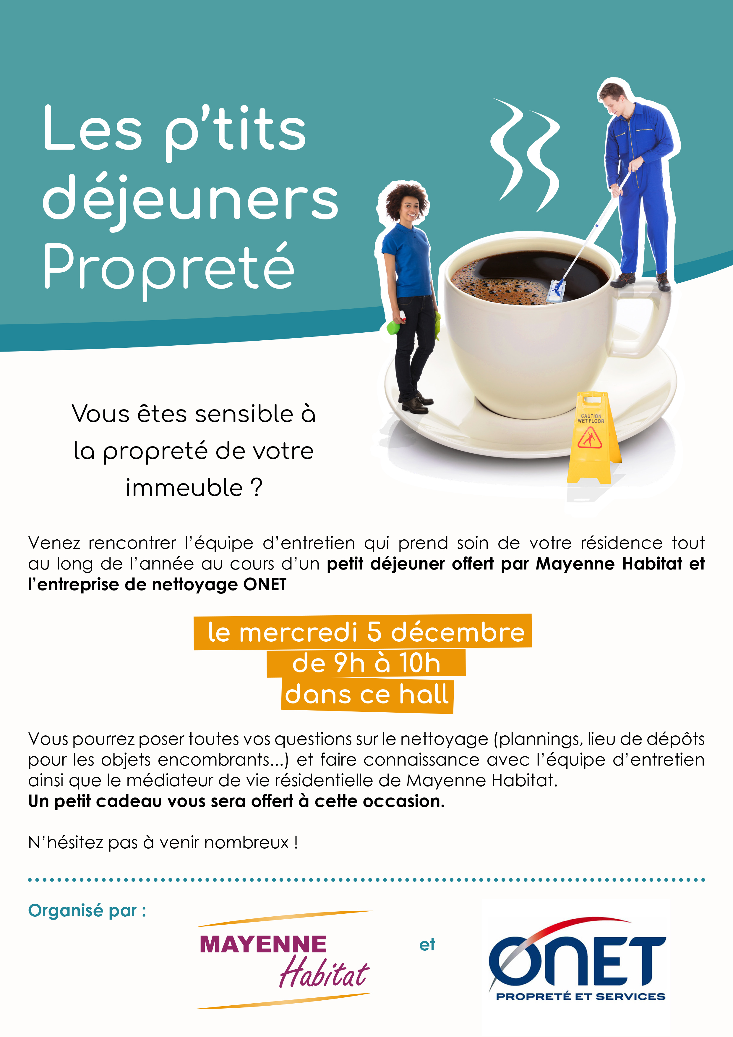 Affiche Mayenne Habitat ptits déjeuners propreté Laval St Nicolas