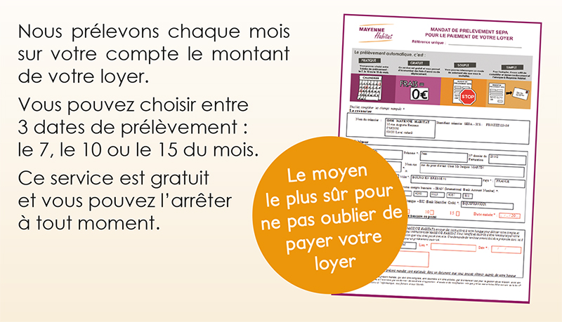 Mode de paiement du loyer Mayenne Habitat  - Prélèvement automatique