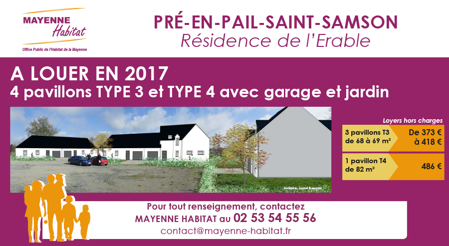 Information constructions pavillons Mayenne Habitat à Pré en Pail Saint Samson
