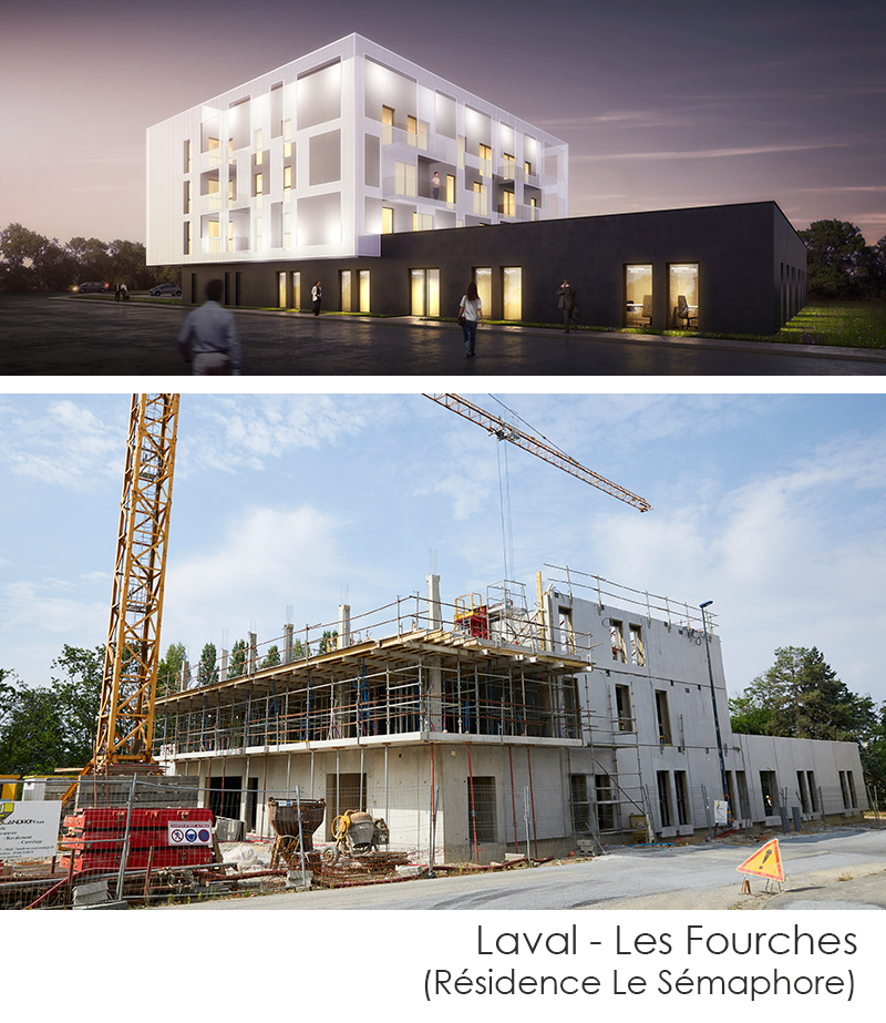Chantier de construction Mayenne Habitat à Laval en juillet 2018