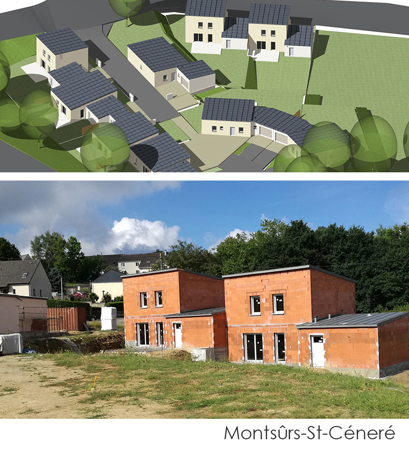 Chantier de construction Mayenne Habitat à Montsurs St Cenere en juillet 2018