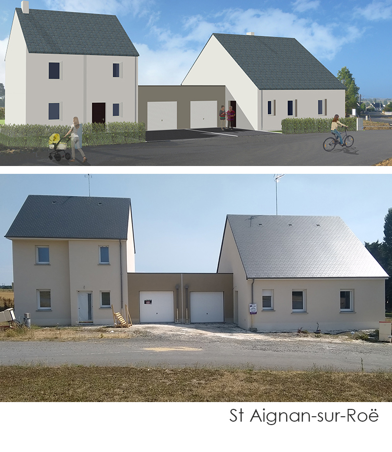 Chantier de construction Mayenne Habitat à St Aignan sur Roe juillet 2018
