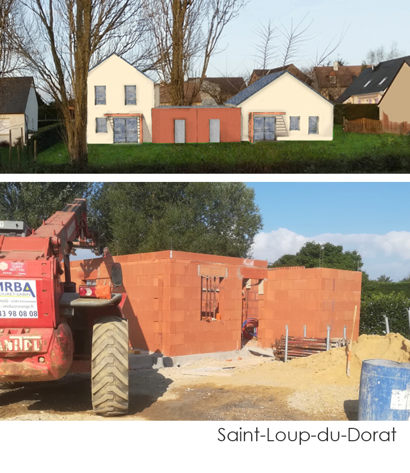 Chantier de construction Mayenne Habitat à St loup du Dorat en juillet 2018
