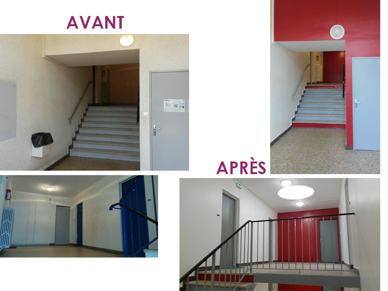 Evron - Travaux remplacement portes palieres Mayenne Habitat 2017