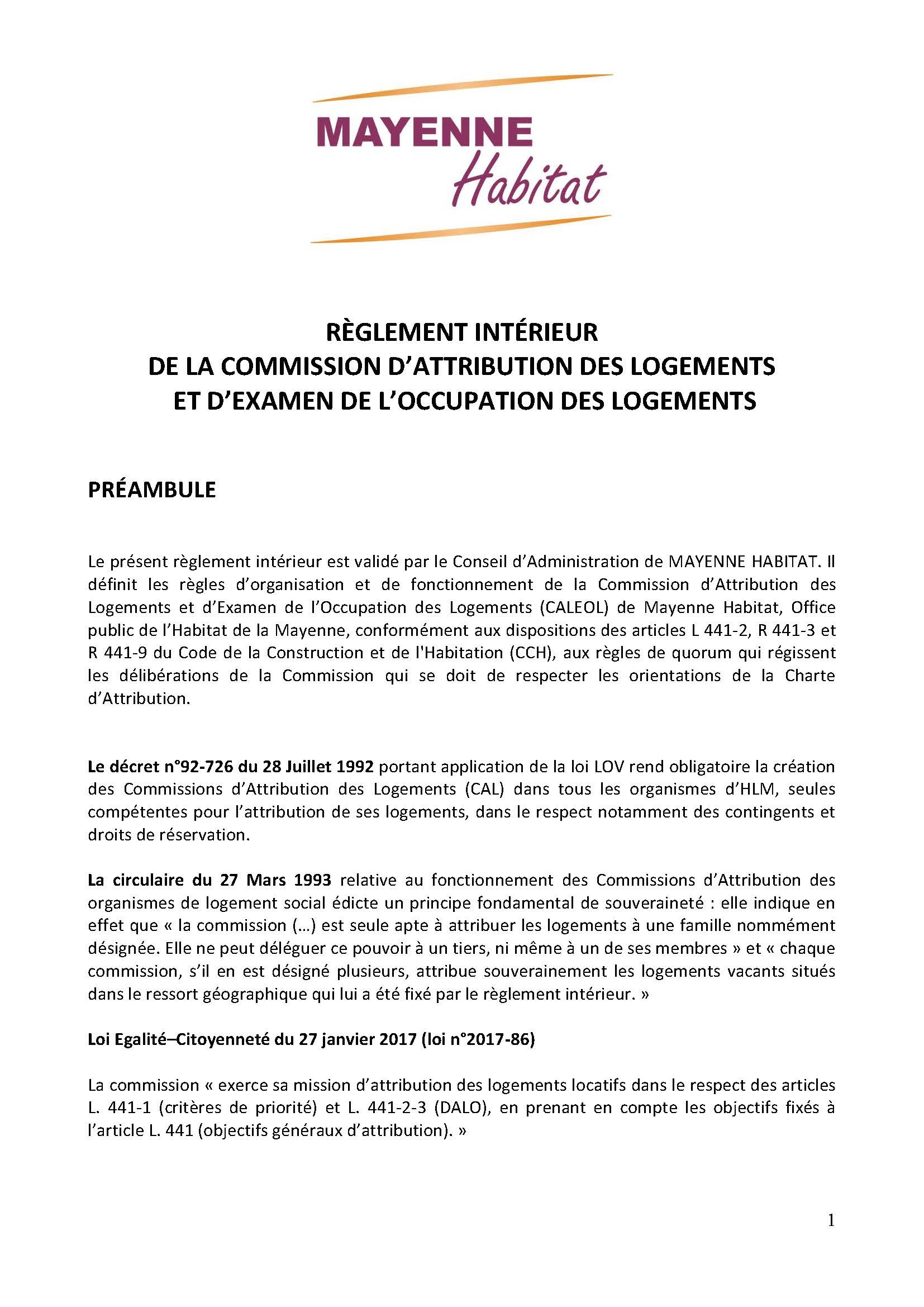 Règlement intérieur CALEOL